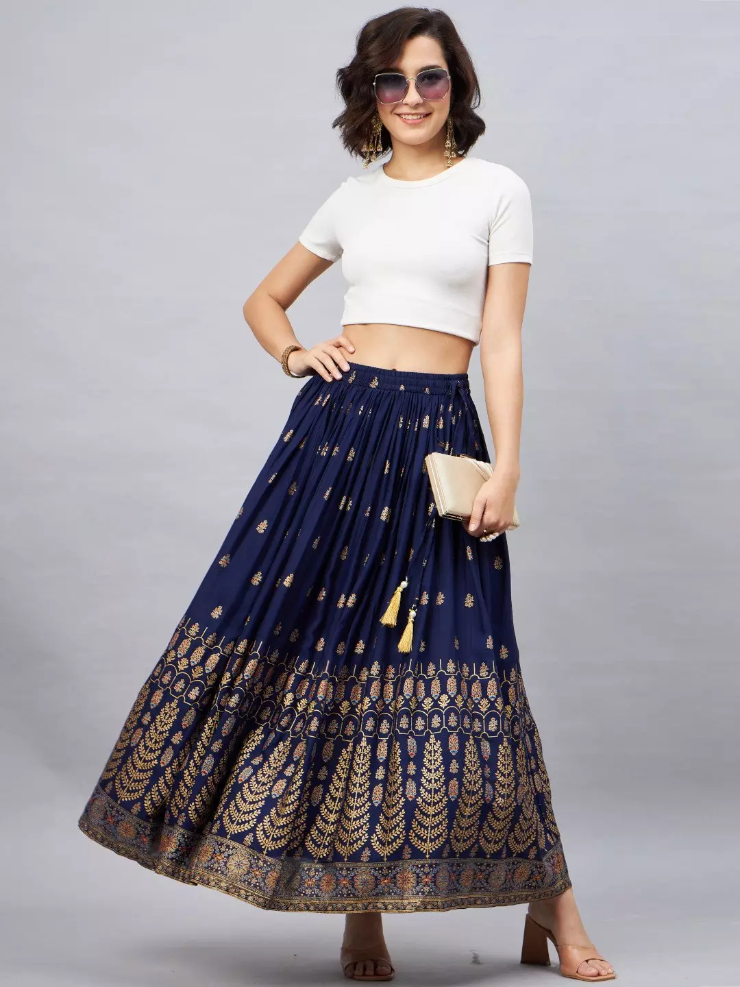 Blue skirt ethnic discount