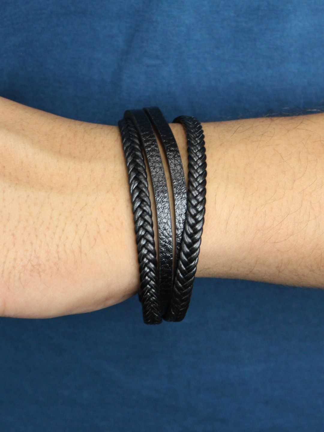 Black Faux Leather Stylish Wrist Band | B118-JAIMA-315