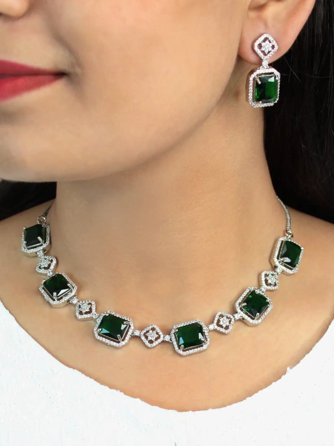 American Diamond Embellished Classy Necklace Set B231 JBJ 41 Cilory